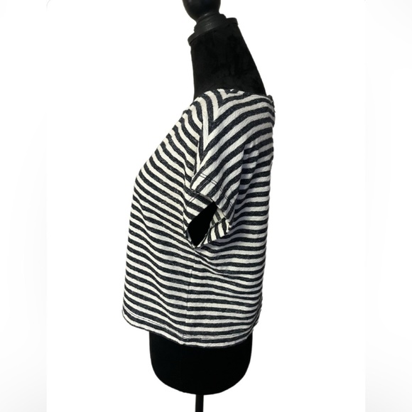 Alice + Olivia Blue and White Striped Terry Tee- Small - Picture 7 of 7